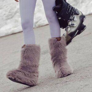 Free People Wild Thing Faux Fur Mid Boots Size 8